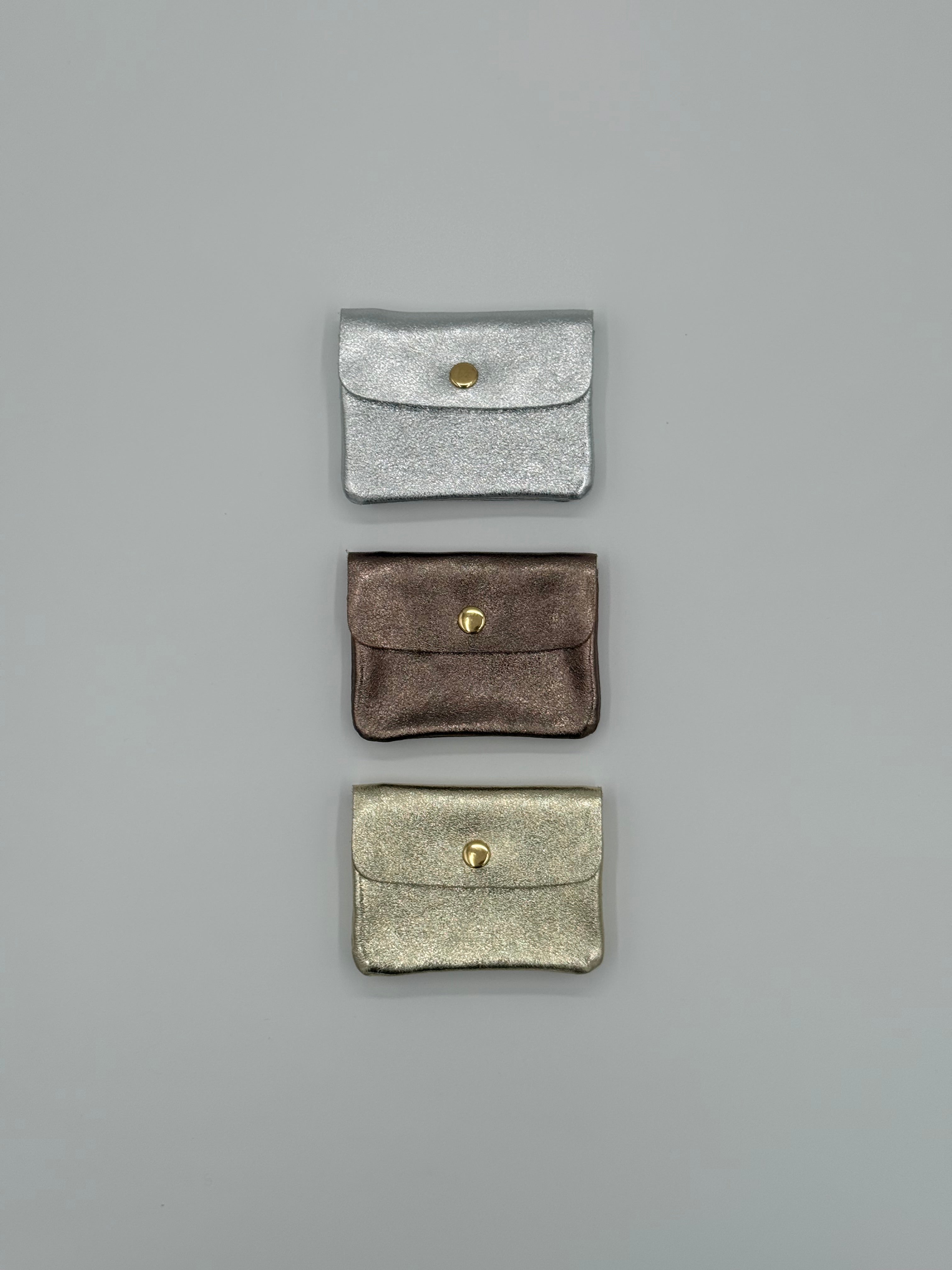 Leather wallet - Metallic silver