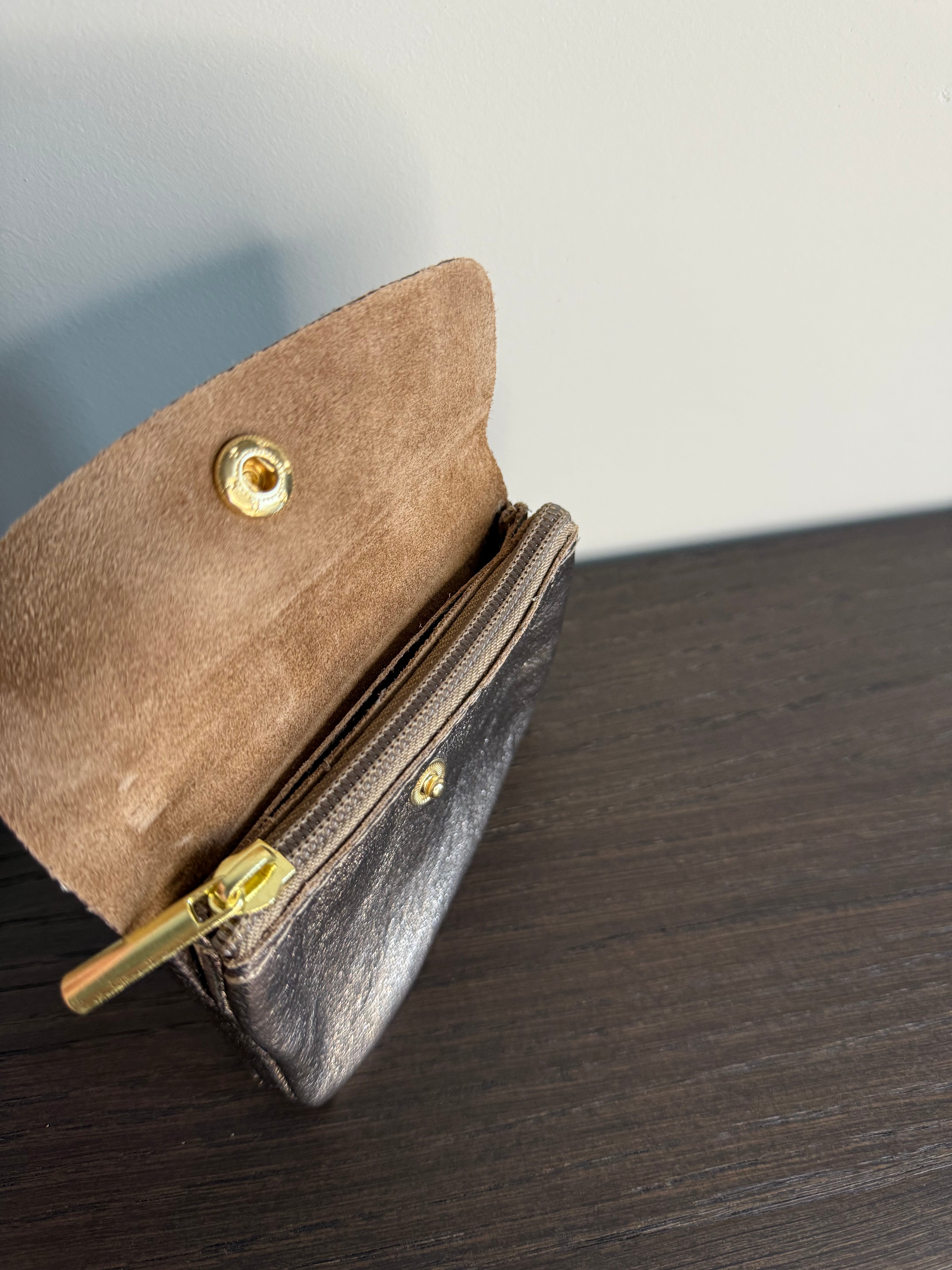 Lederen Portemonnee Metallic Bronze