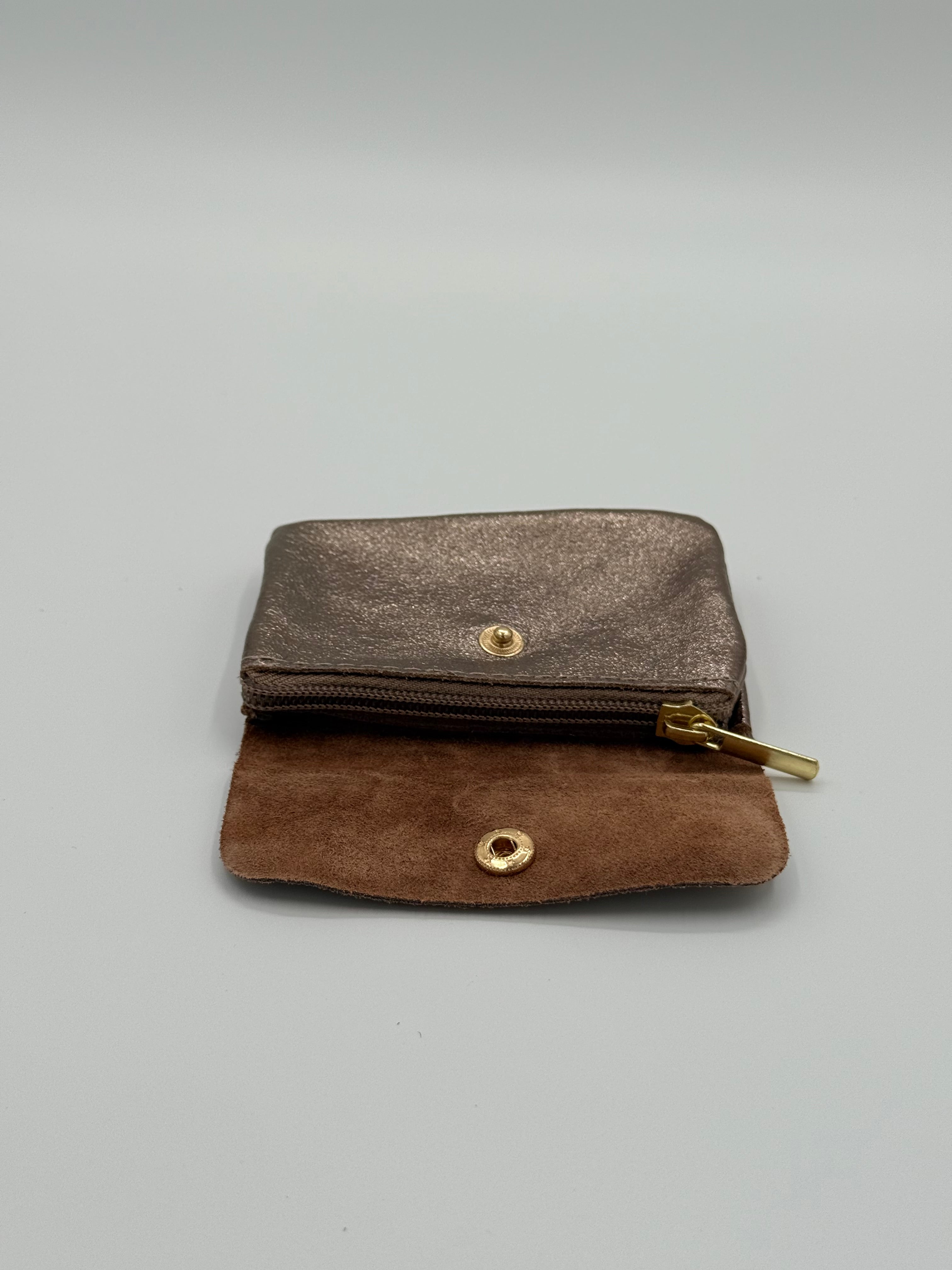 Leather wallet - Metallic bronze