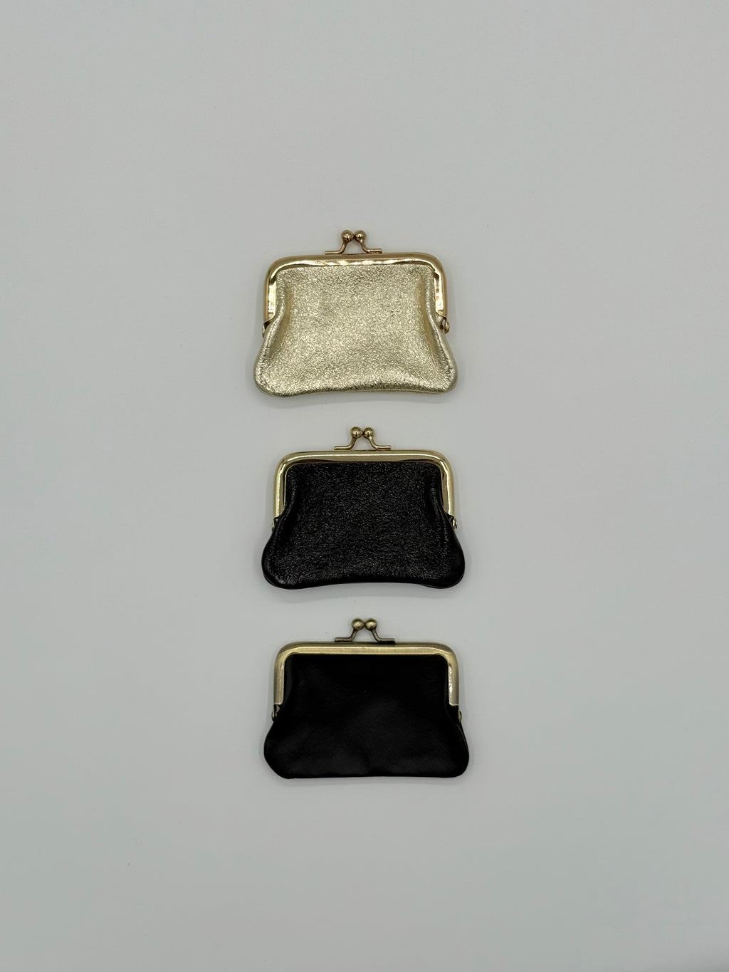 Knipportemonnee - Metallic zwart