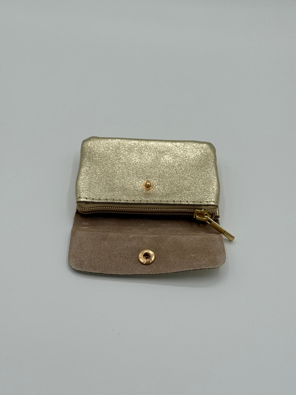 Lederen portemonnee - Metallic goud