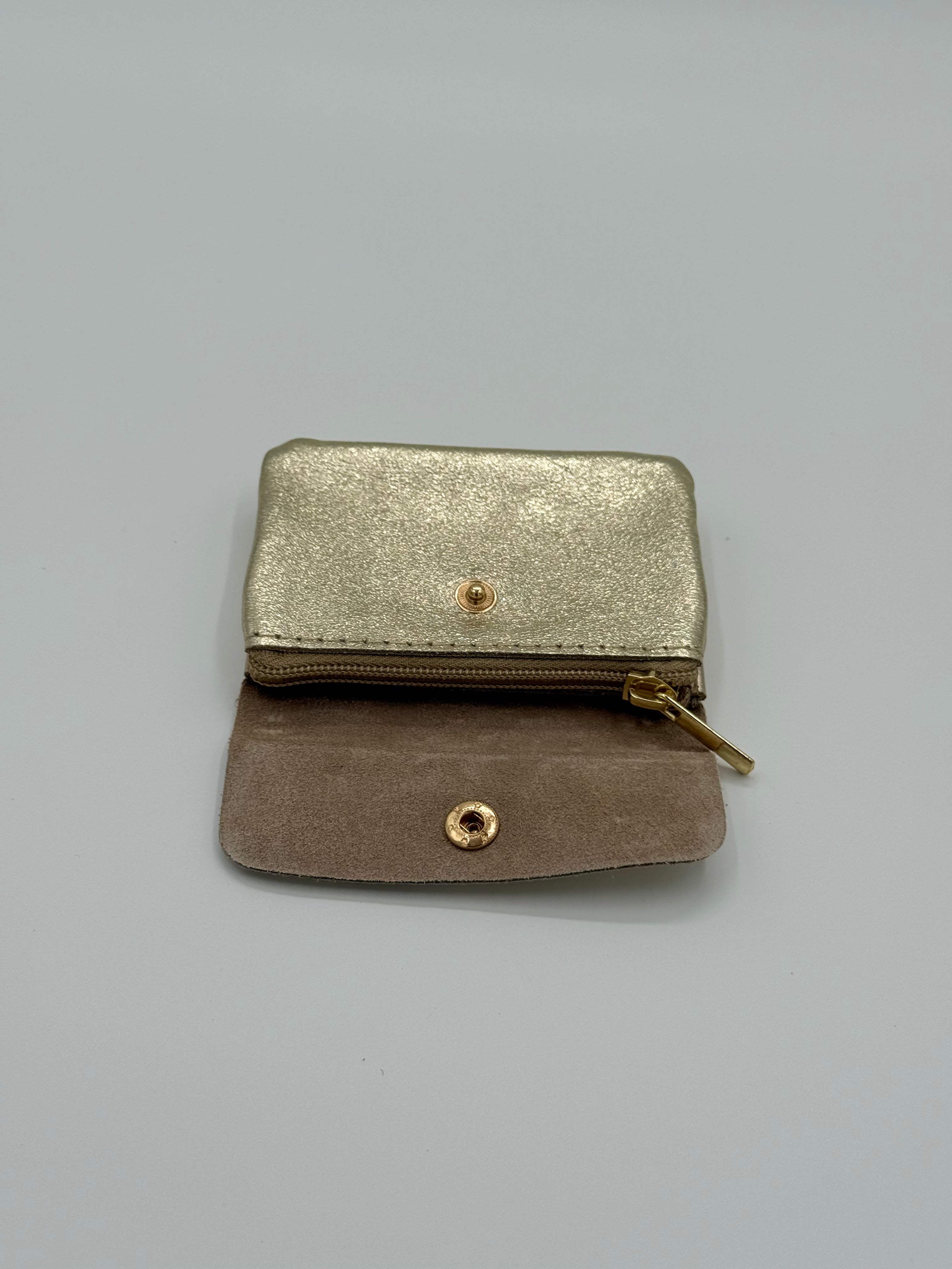 Lederen portemonnee - Metallic goud