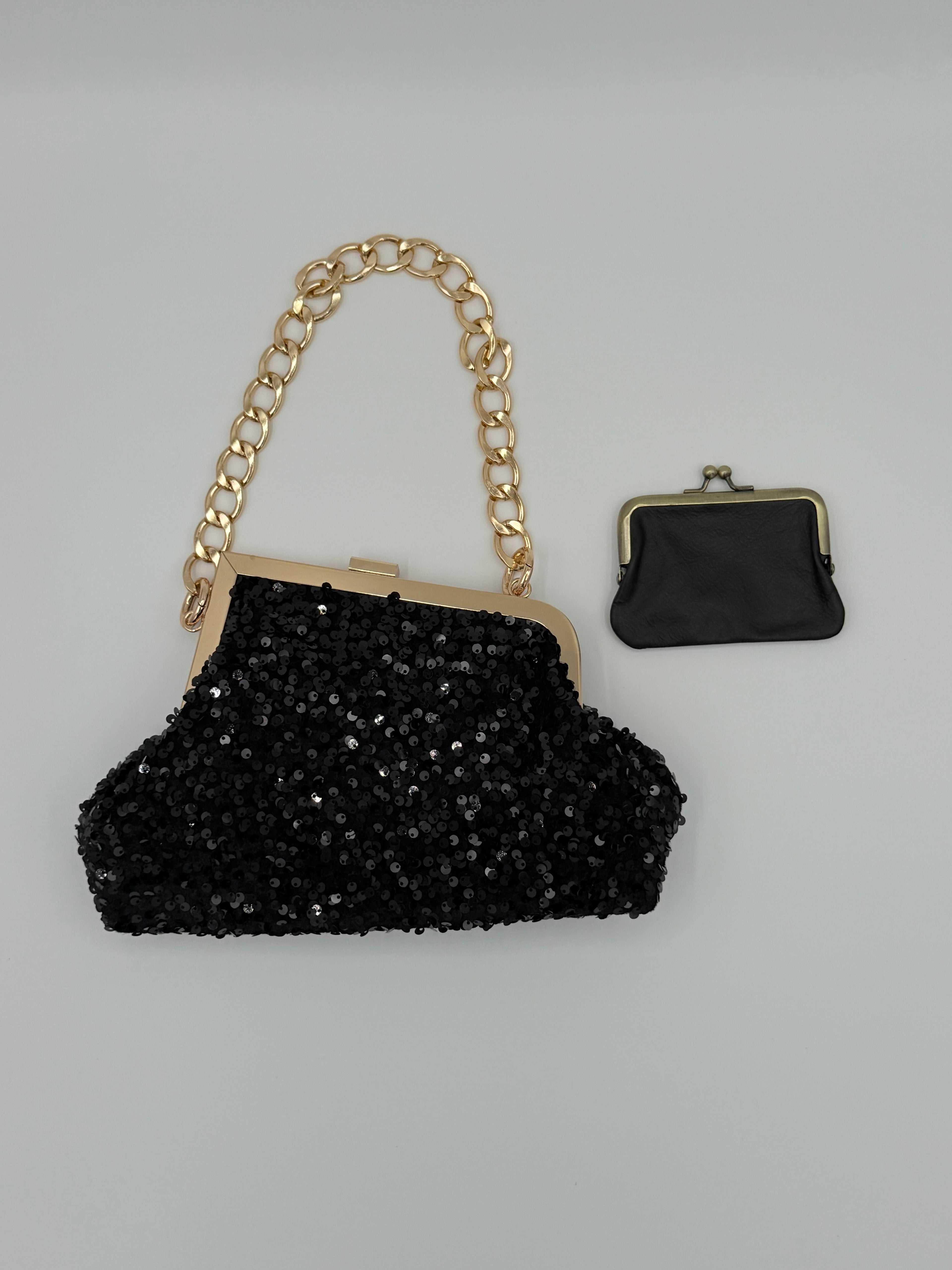 Pailletten clutch - Zwart