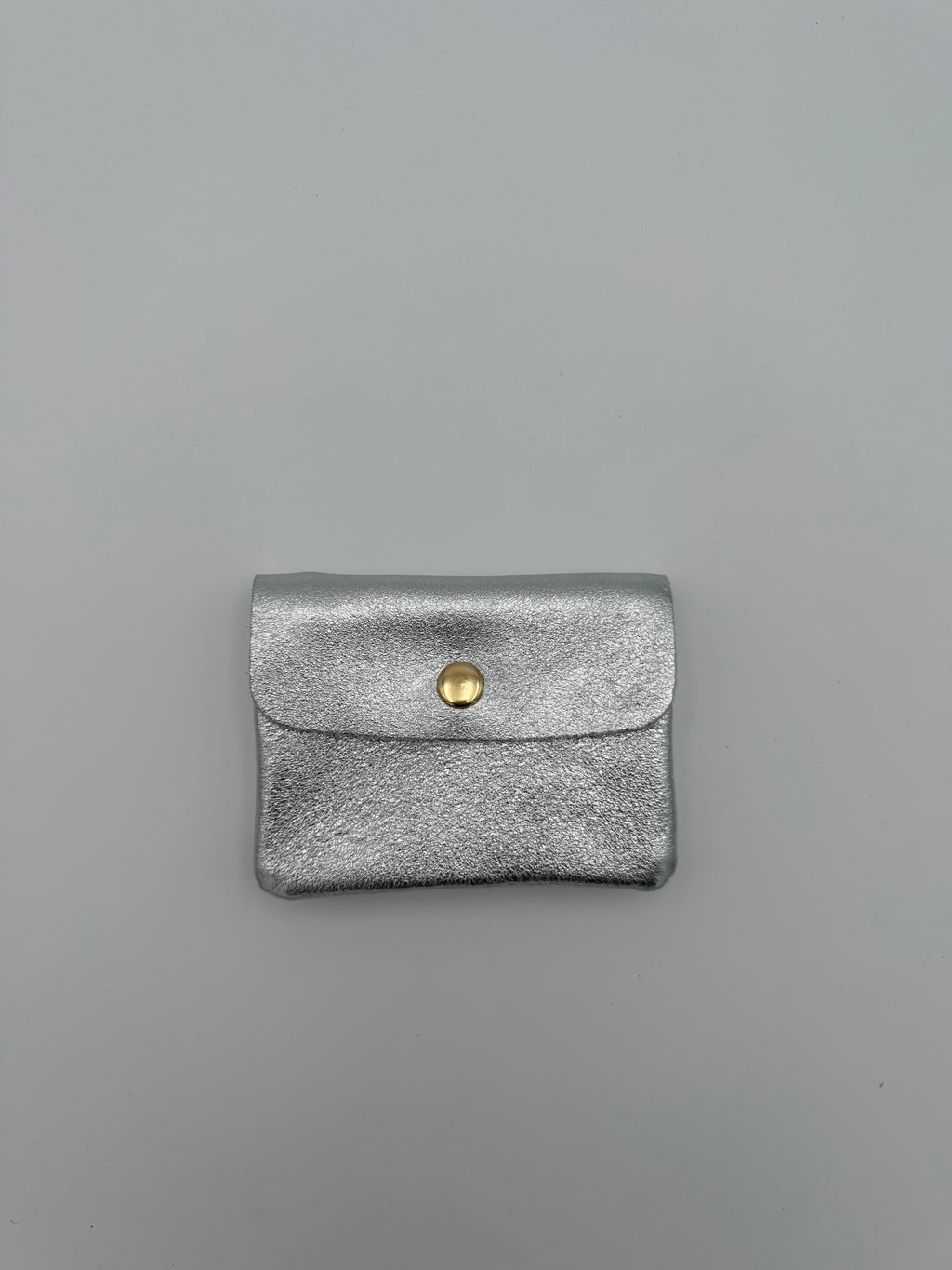 Leather wallet - Metallic silver