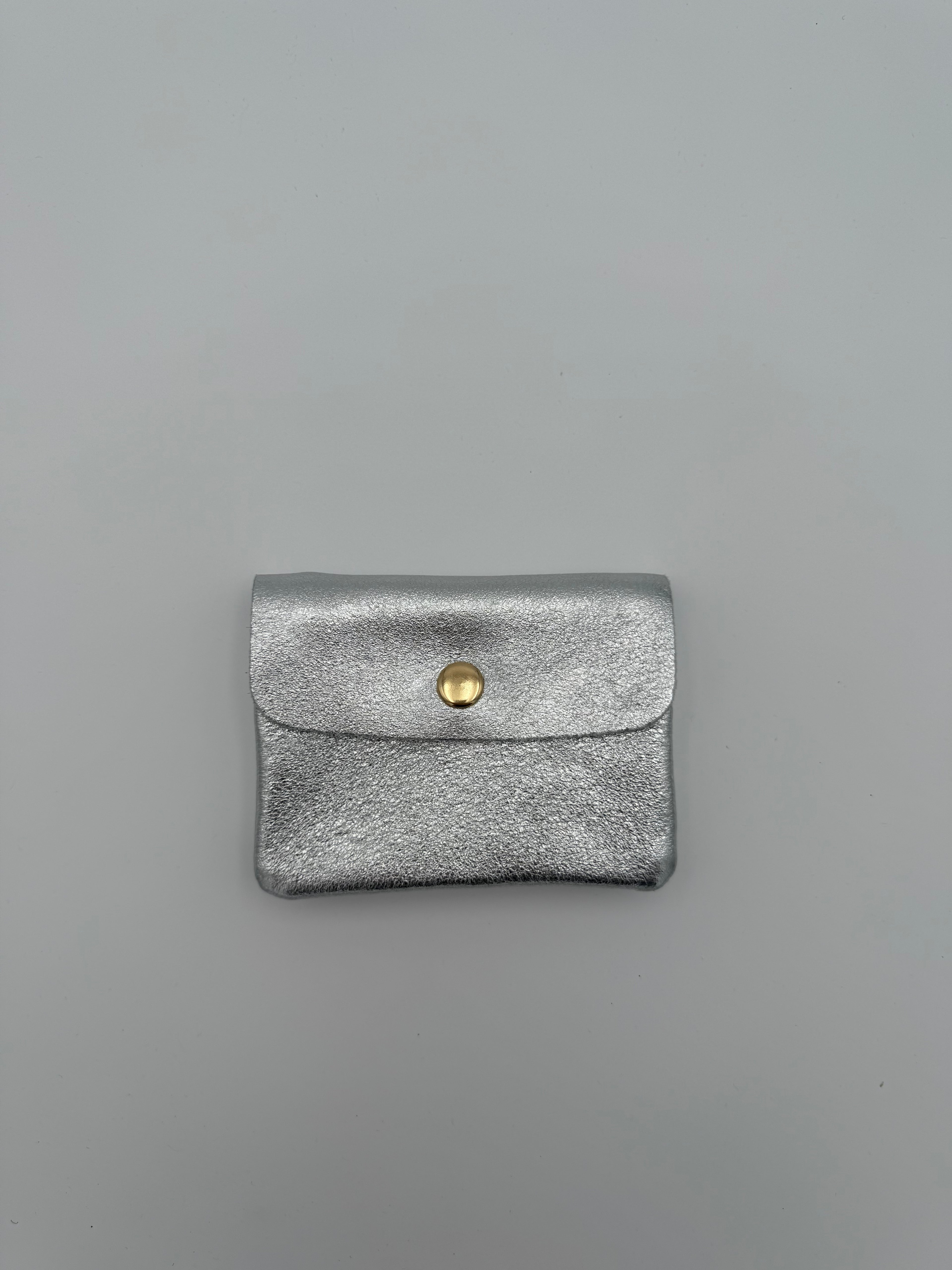 Leather wallet - Metallic silver