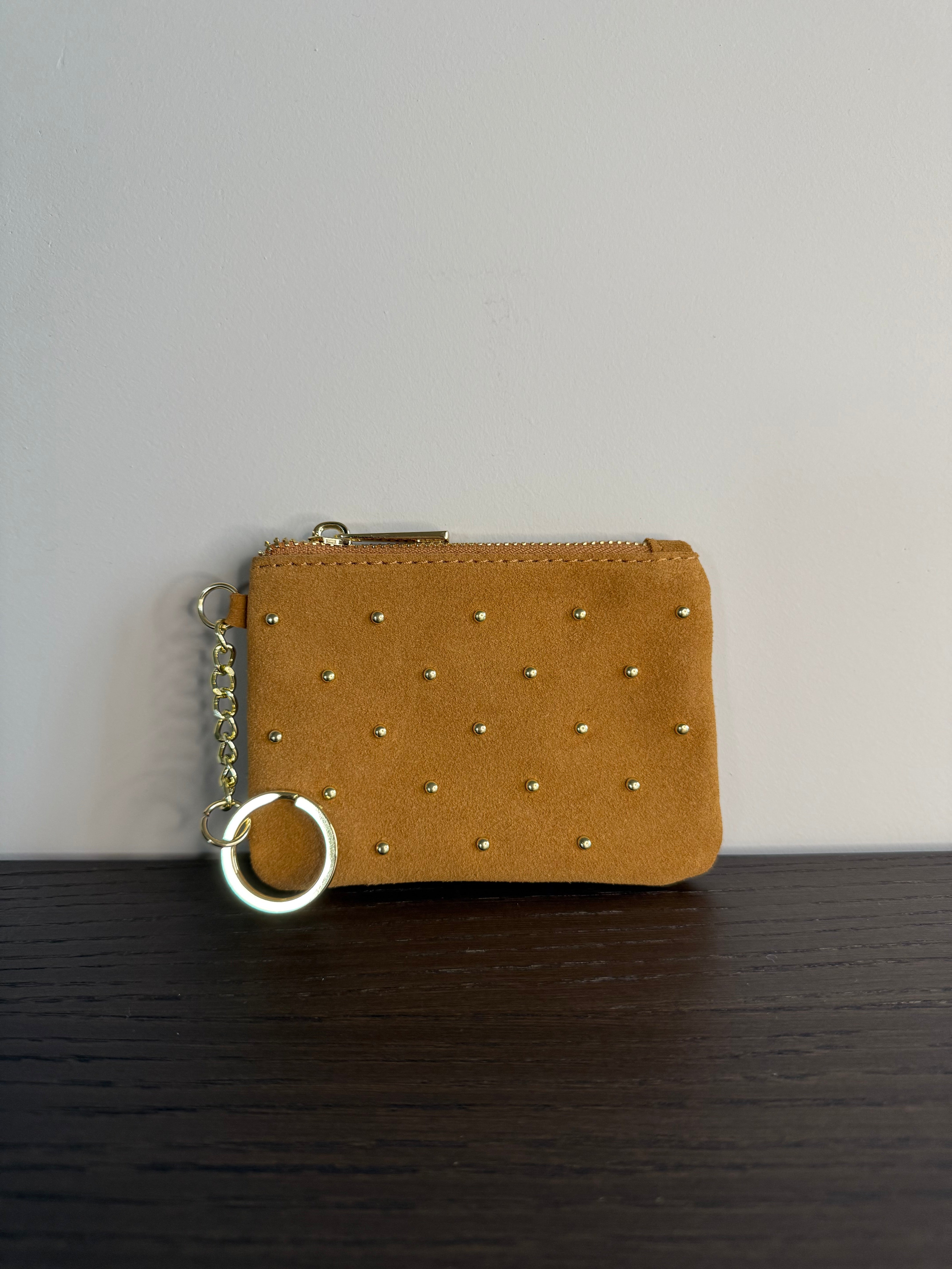 Lederen Suede Etui - Portemonnee Camel