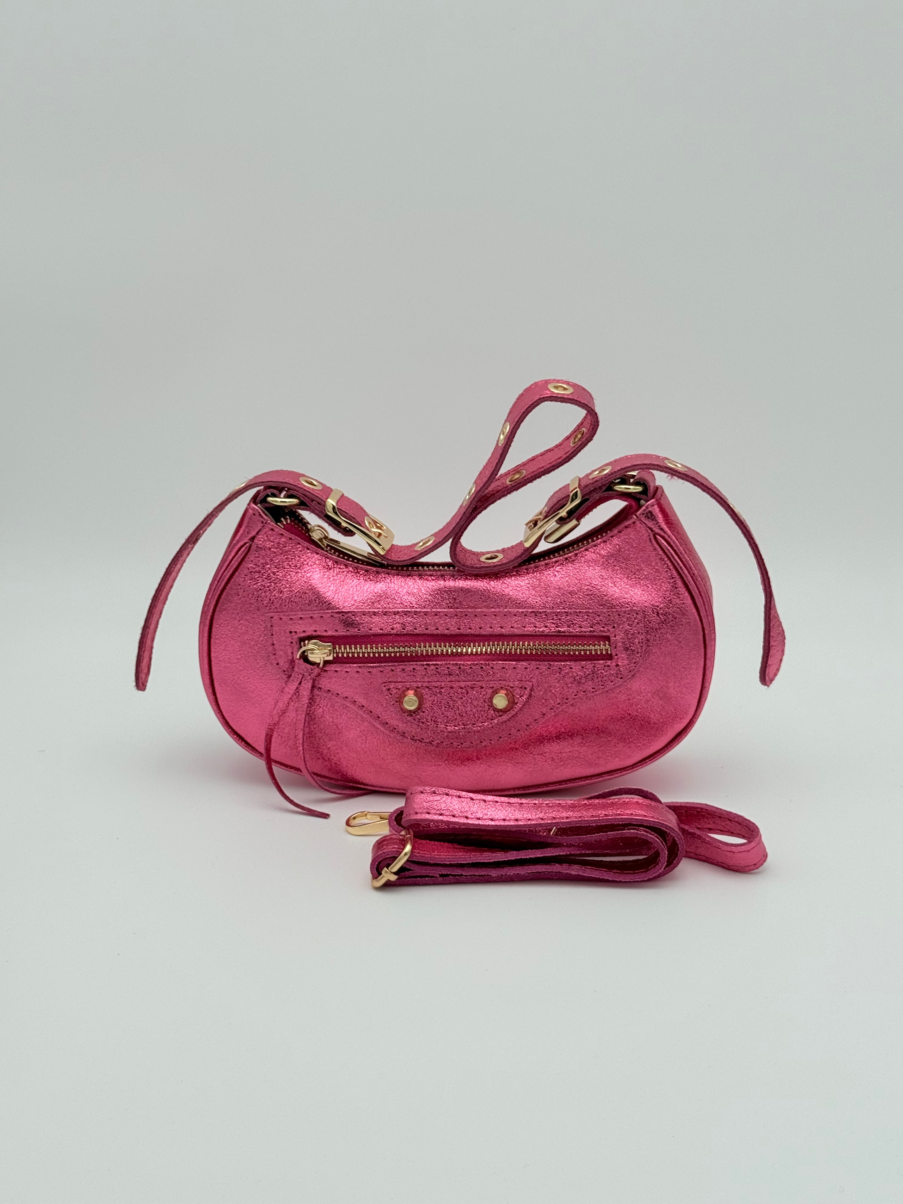 Torino schoudertas - Metallic roze