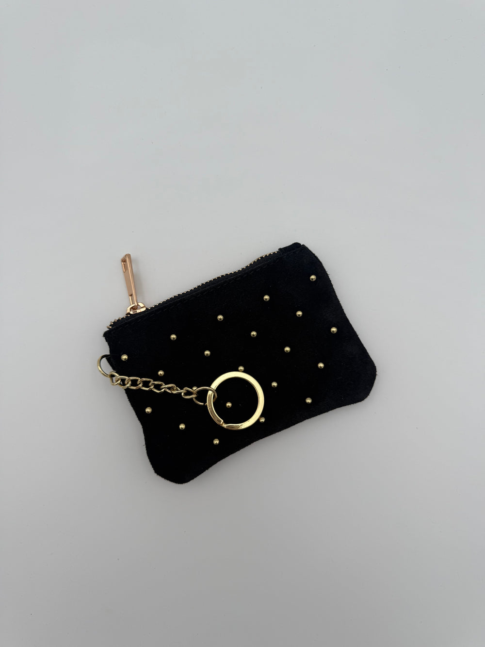 Lederen suede etui - Portemonnee zwart