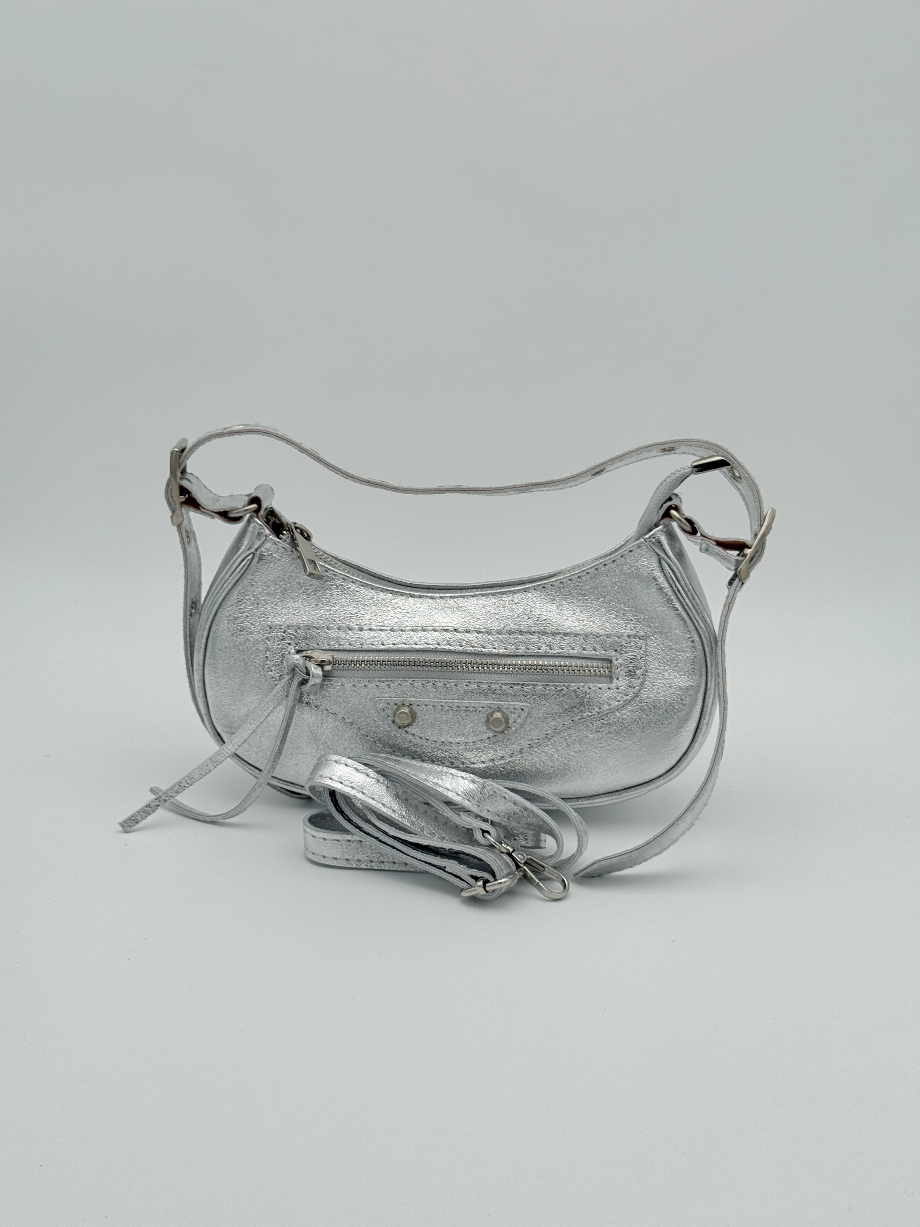 Torino schoudertas - Metallic zilver