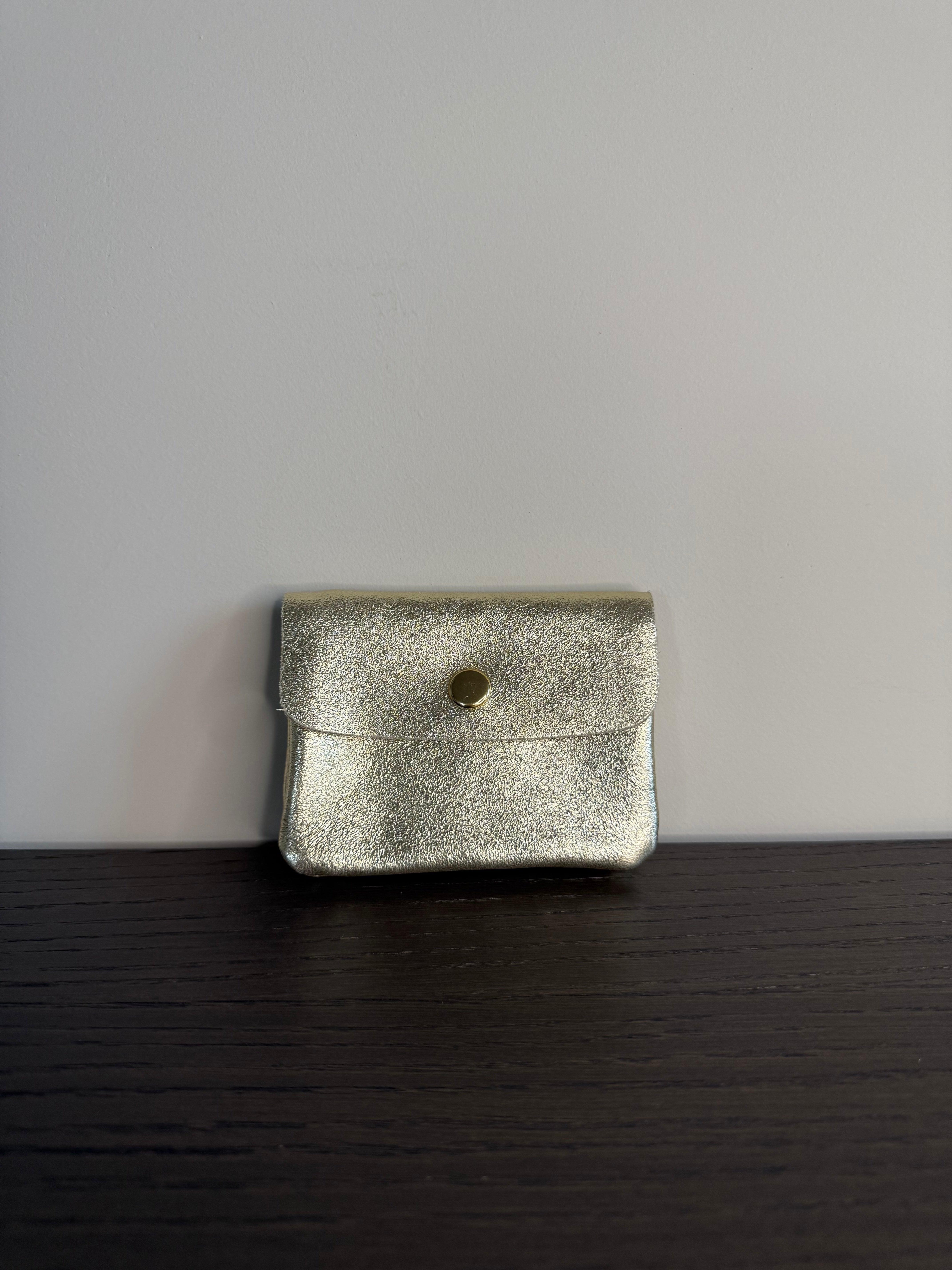Lederen Portemonnee Metallic Gold