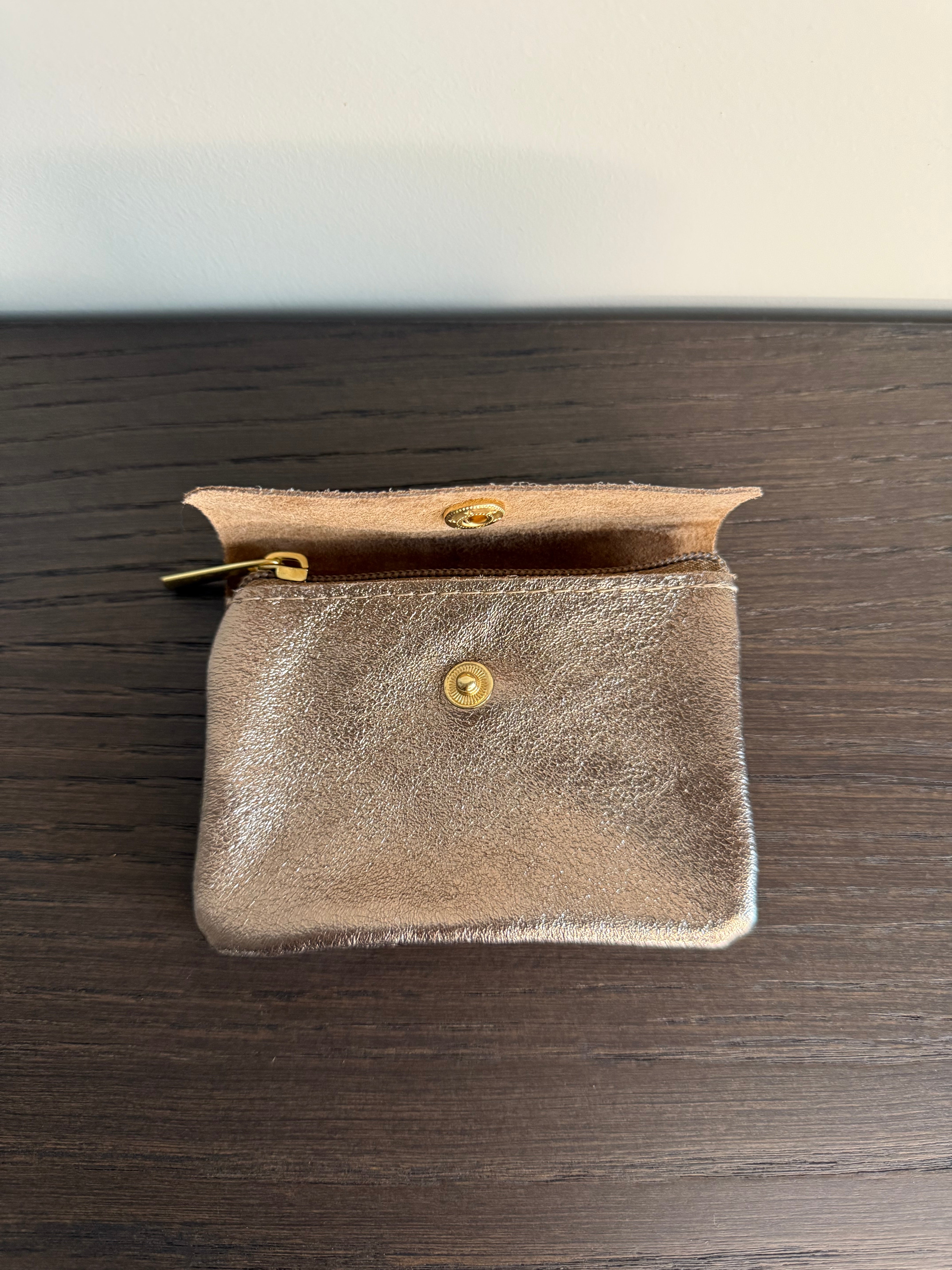 Lederen Portemonnee Metallic Bronze