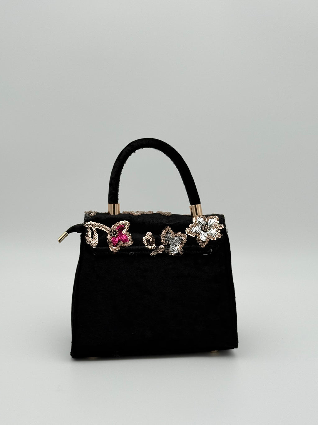 Velvet pailletten handtas - Zwart