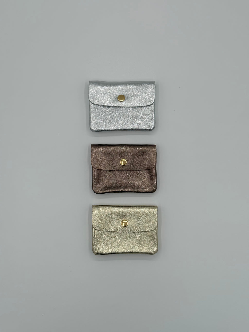 Lederen portemonnee - Metallic zilver