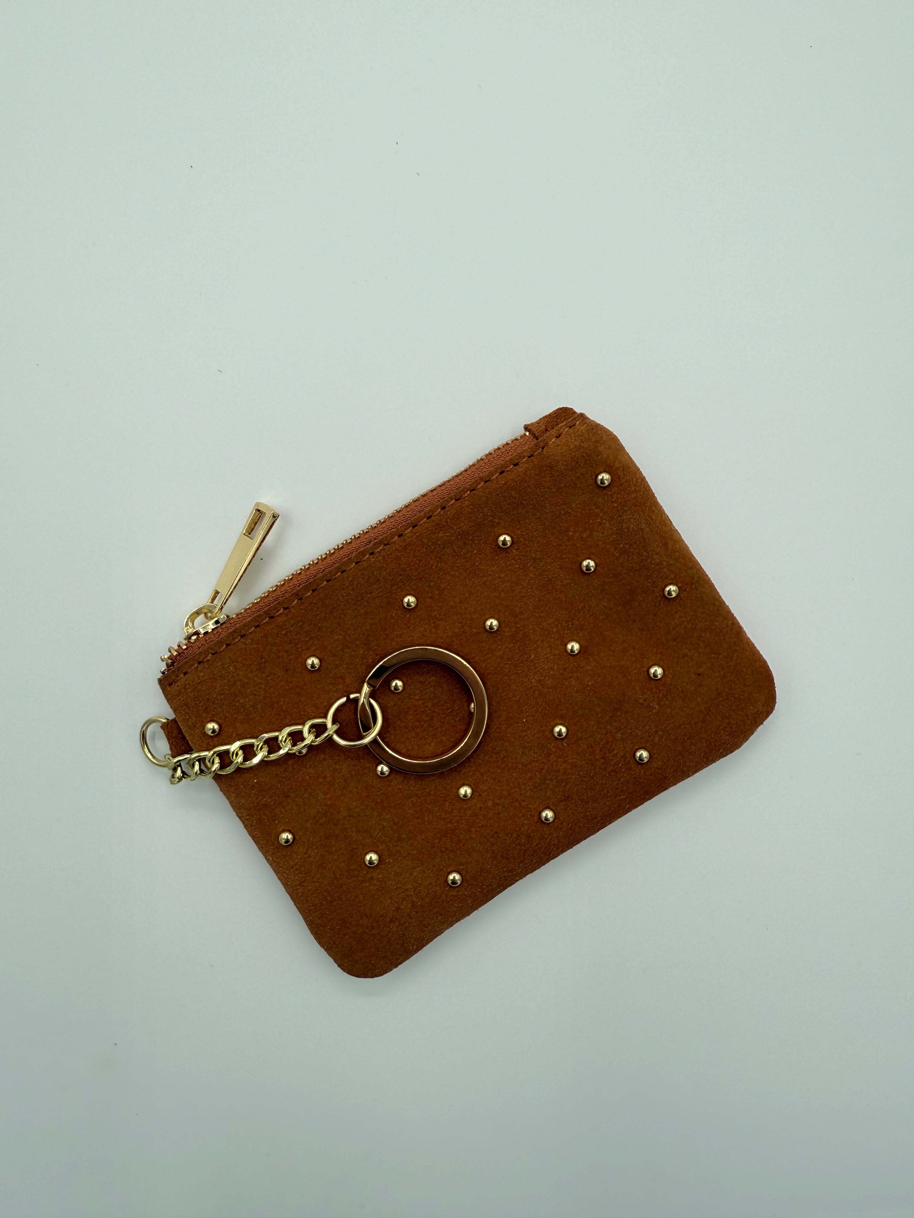 Lederen suede etui - Portemonnee bruin