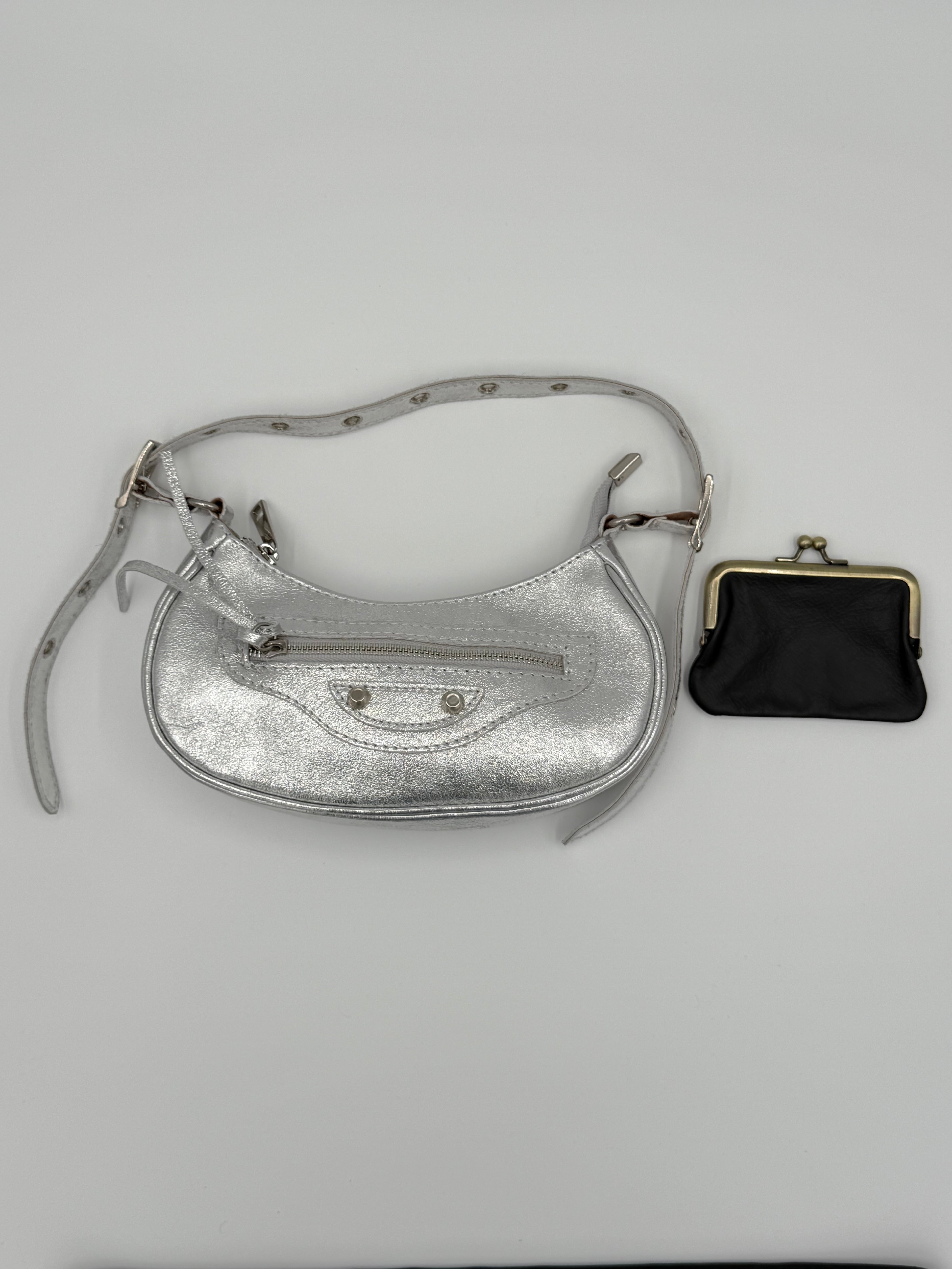 Torino schoudertas - Metallic zilver