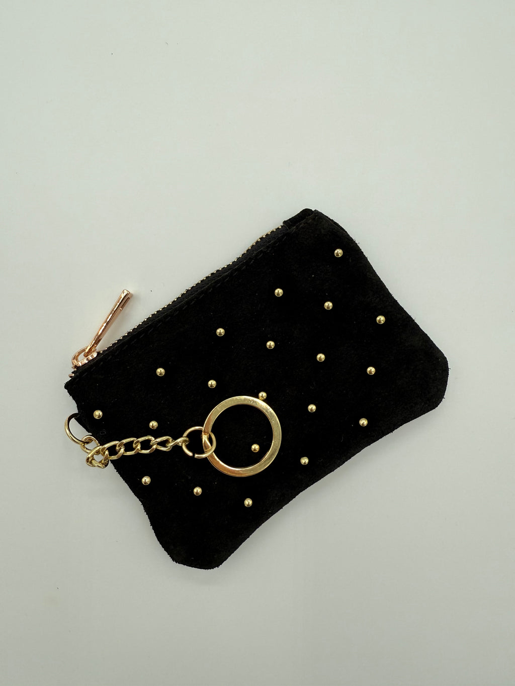 Lederen suede etui - Portemonnee zwart