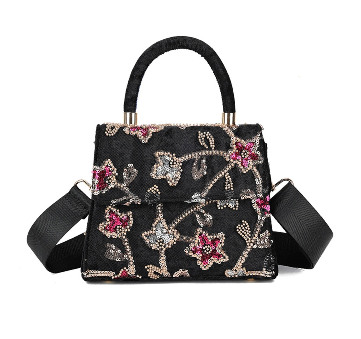 Velvet Pailletten Bag Black