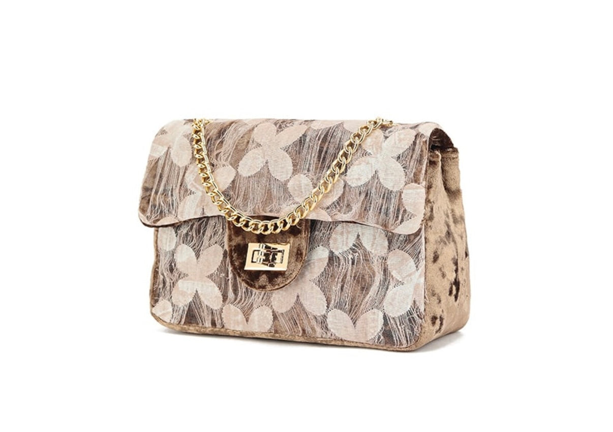 Velvet Flower Bag Taupe