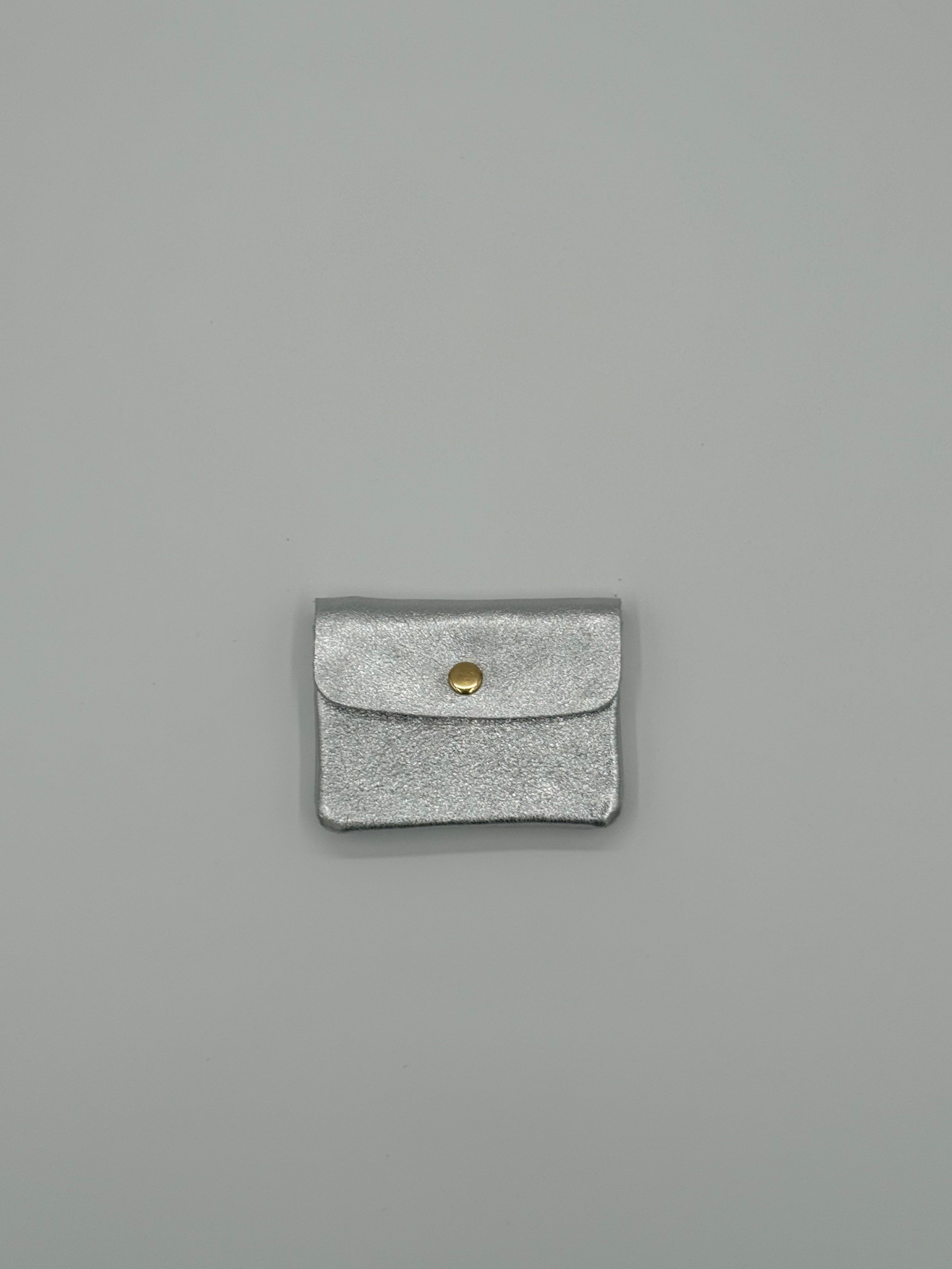 Lederen portemonnee - Metallic zilver