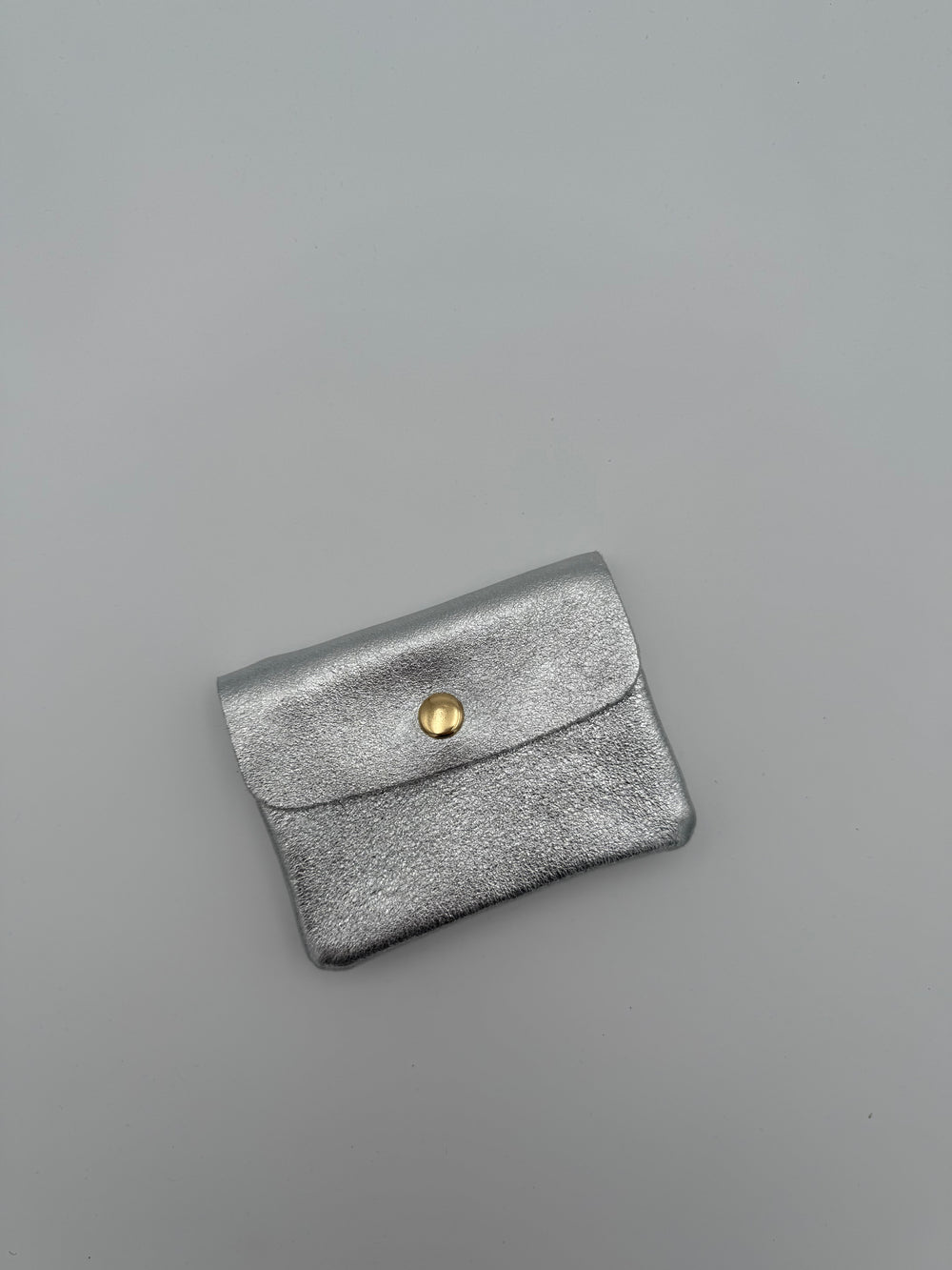 Lederen portemonnee - Metallic zilver