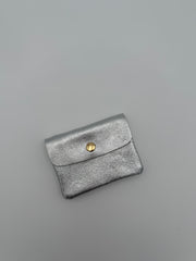 Leather wallet - Metallic silver
