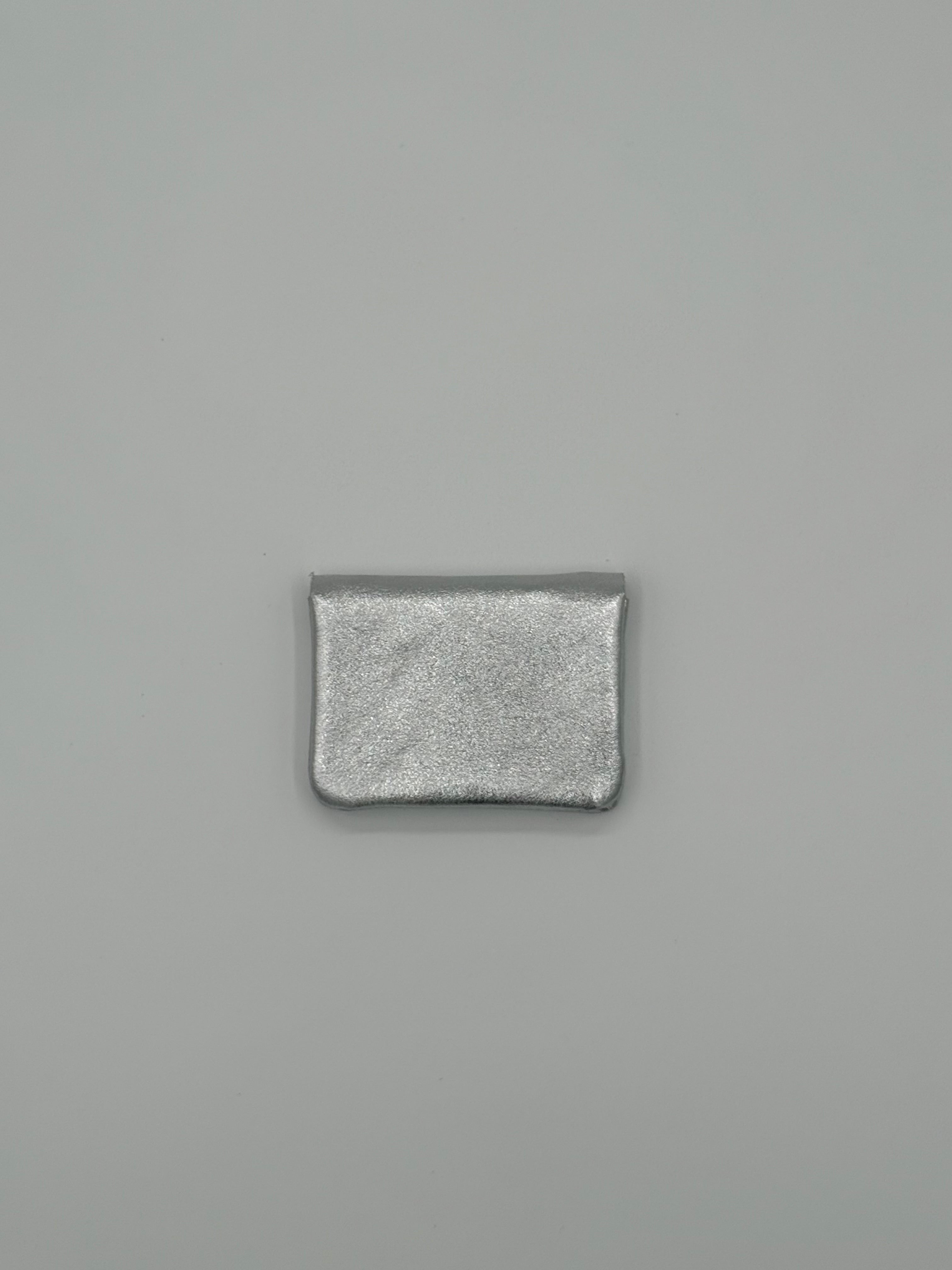 Lederen portemonnee - Metallic zilver