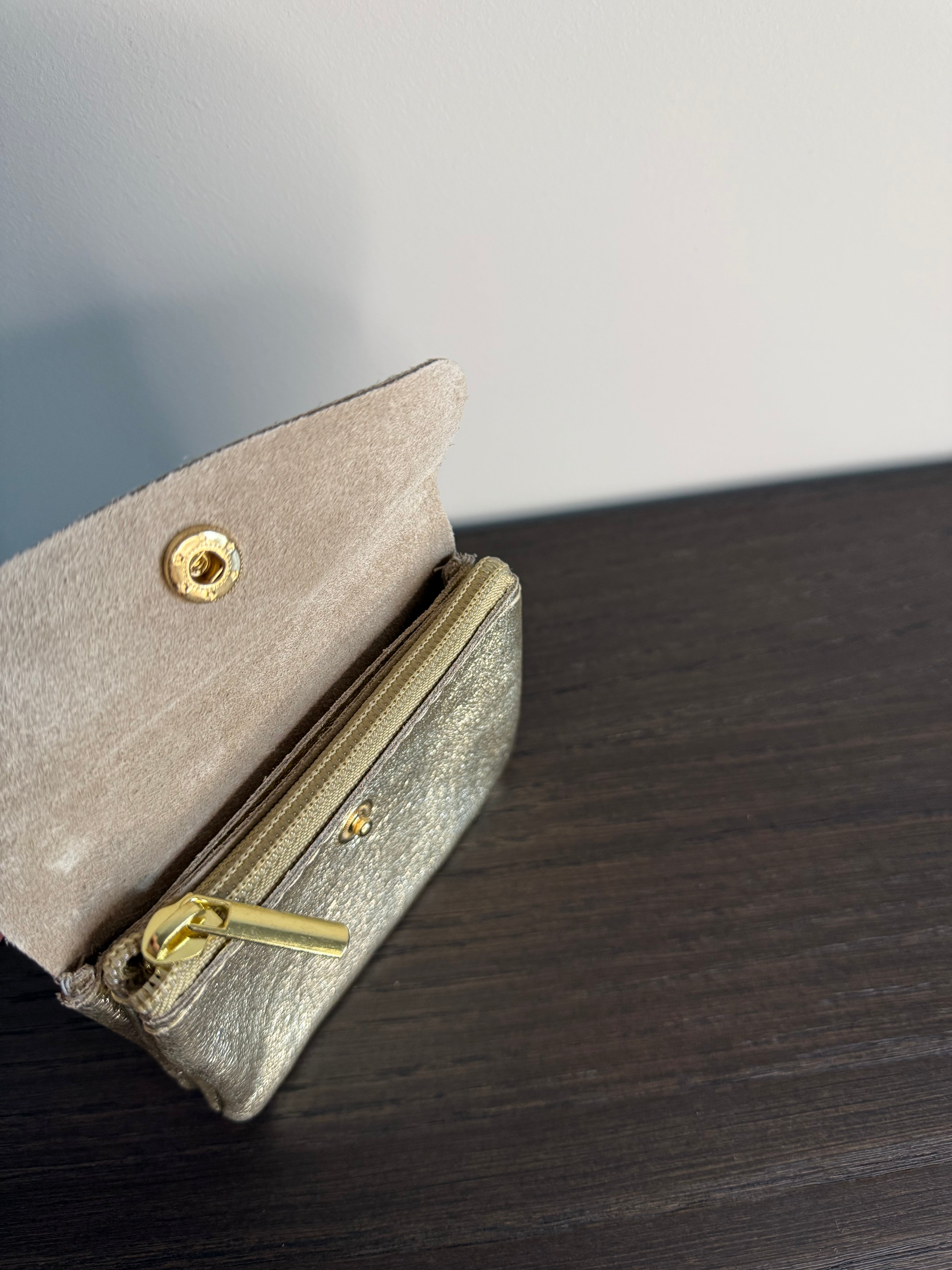 Lederen Portemonnee Metallic Gold