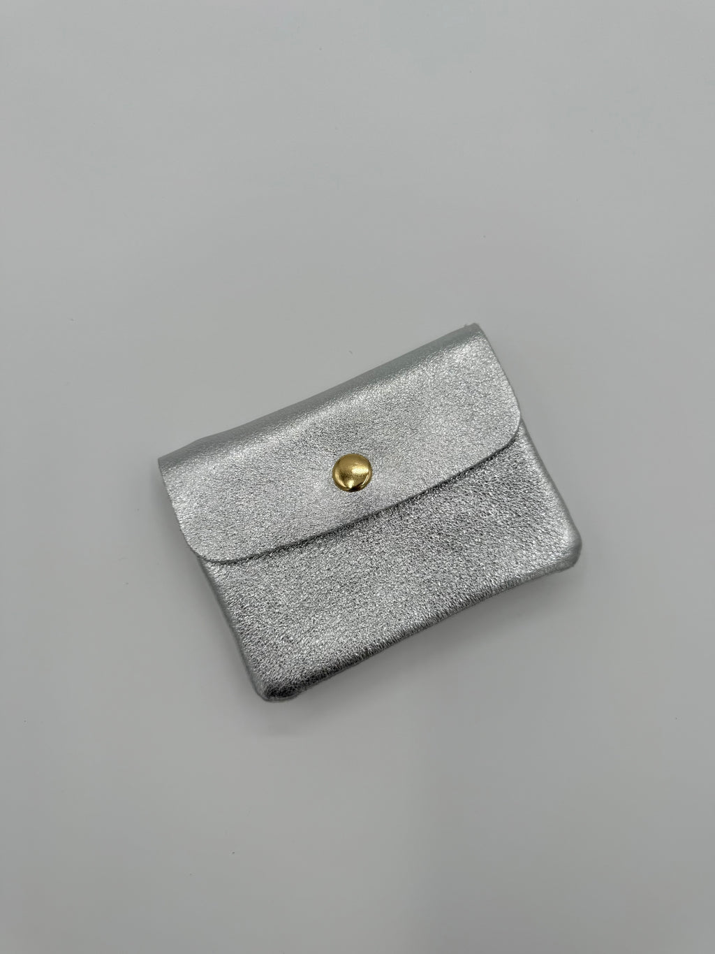 Lederen portemonnee - Metallic zilver