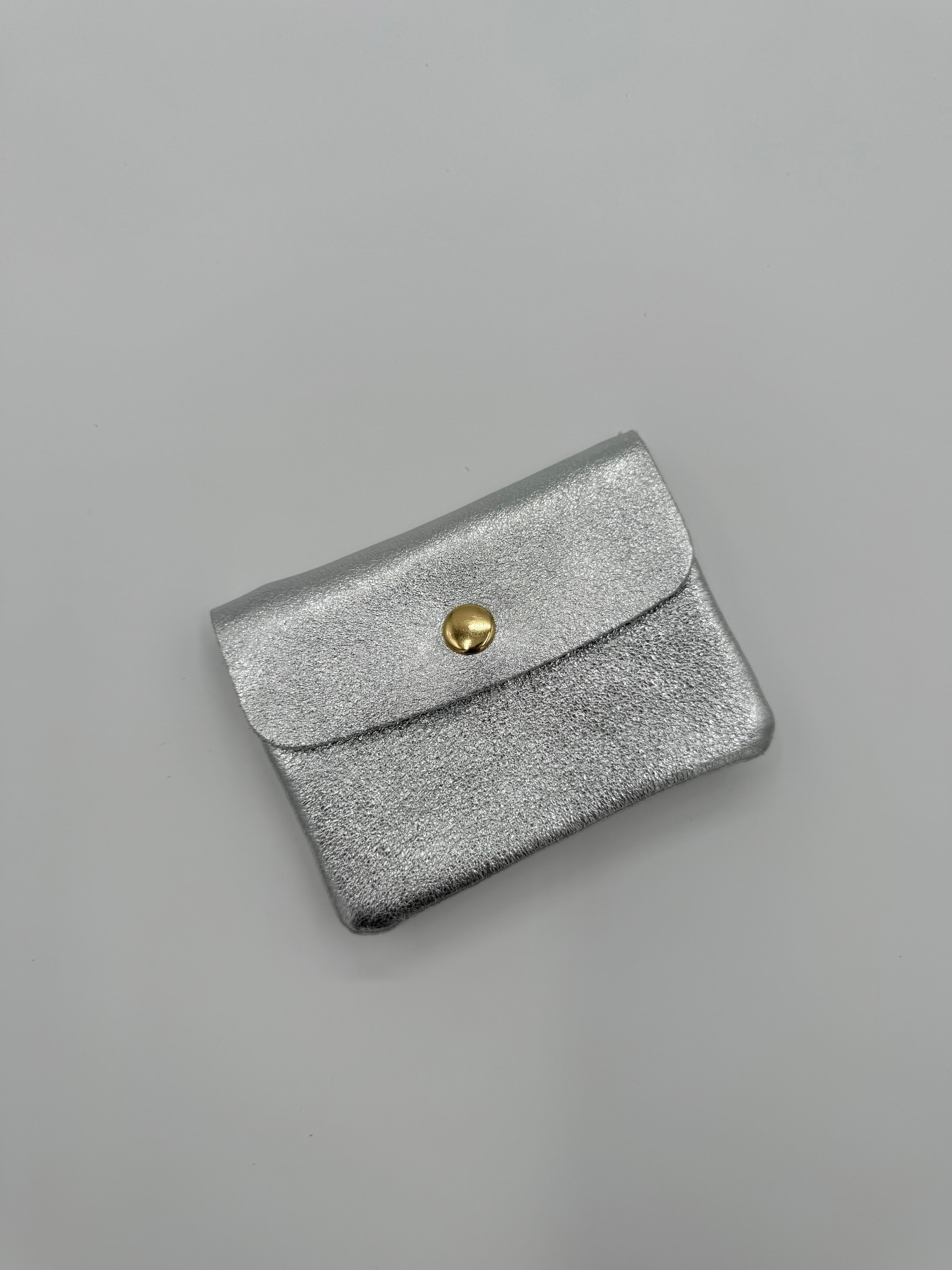 Lederen portemonnee - Metallic zilver