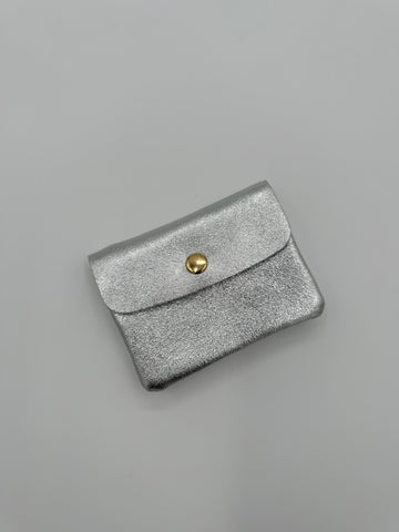 Leather wallet - Metallic silver