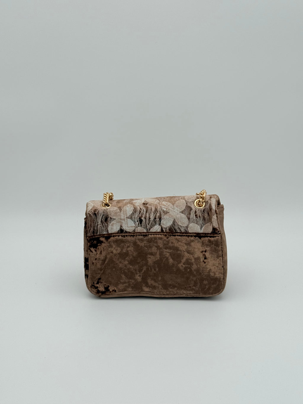 Velvet bloemen schoudertas - Taupe