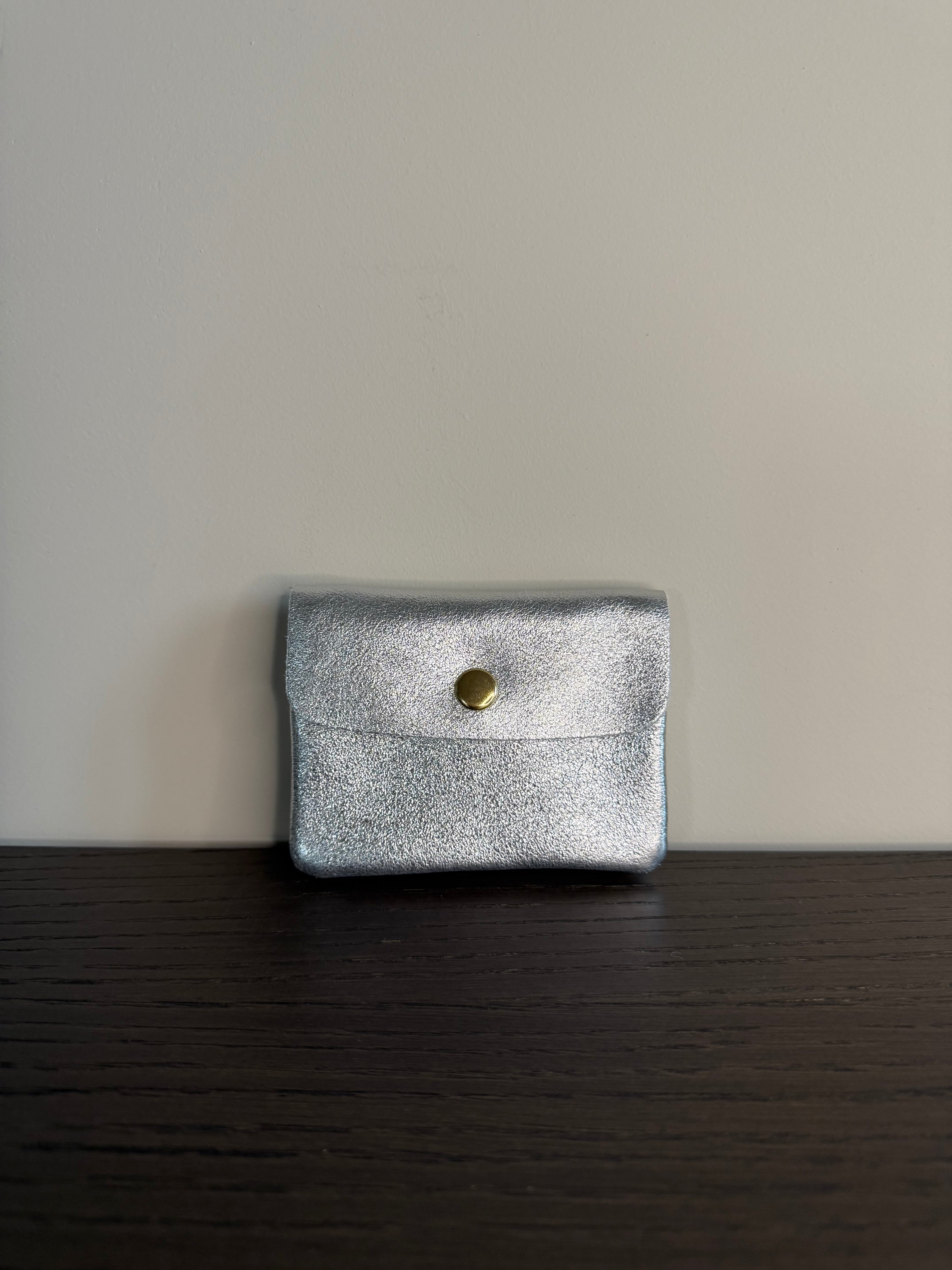Lederen Portemonnee Metallic Silver