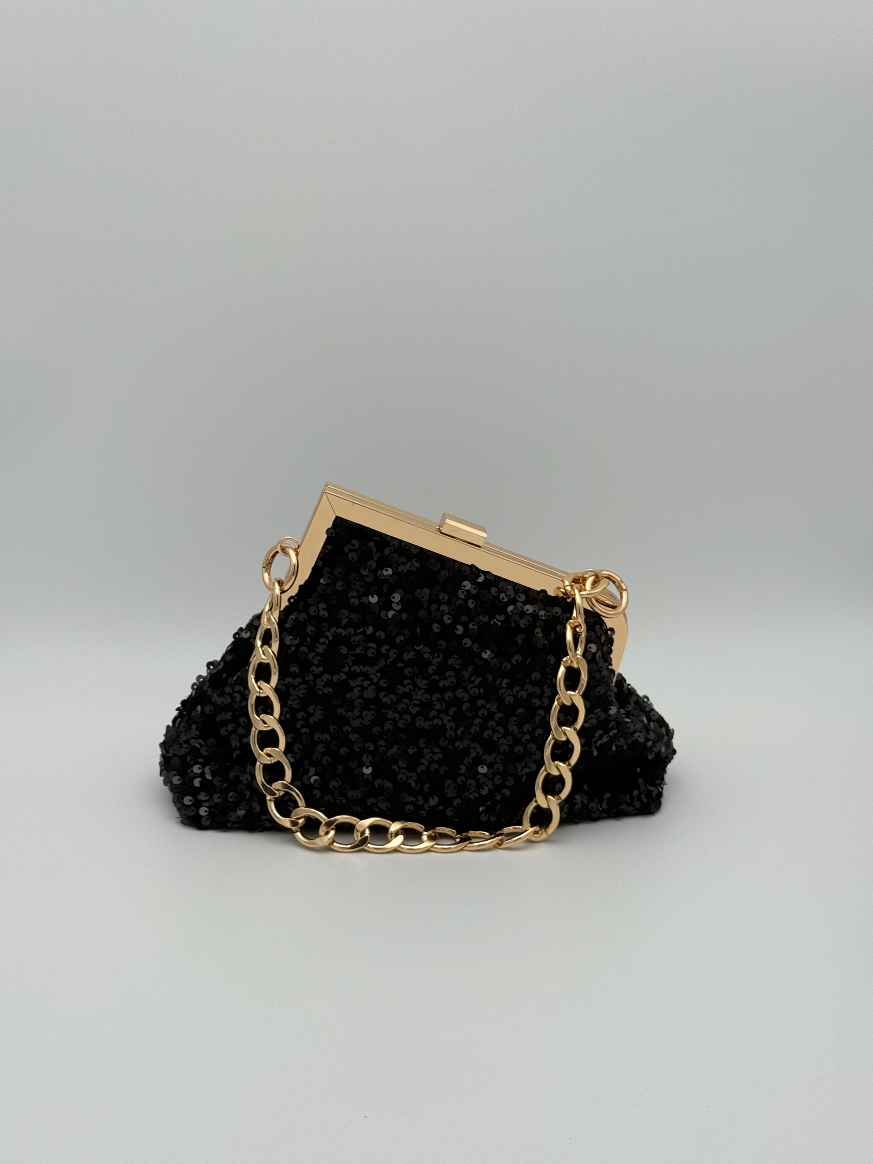 Pailletten clutch - Zwart