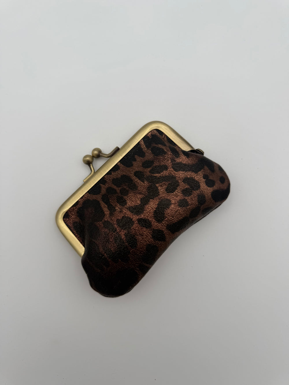 Knipportemonnee - Metallic bruin panter