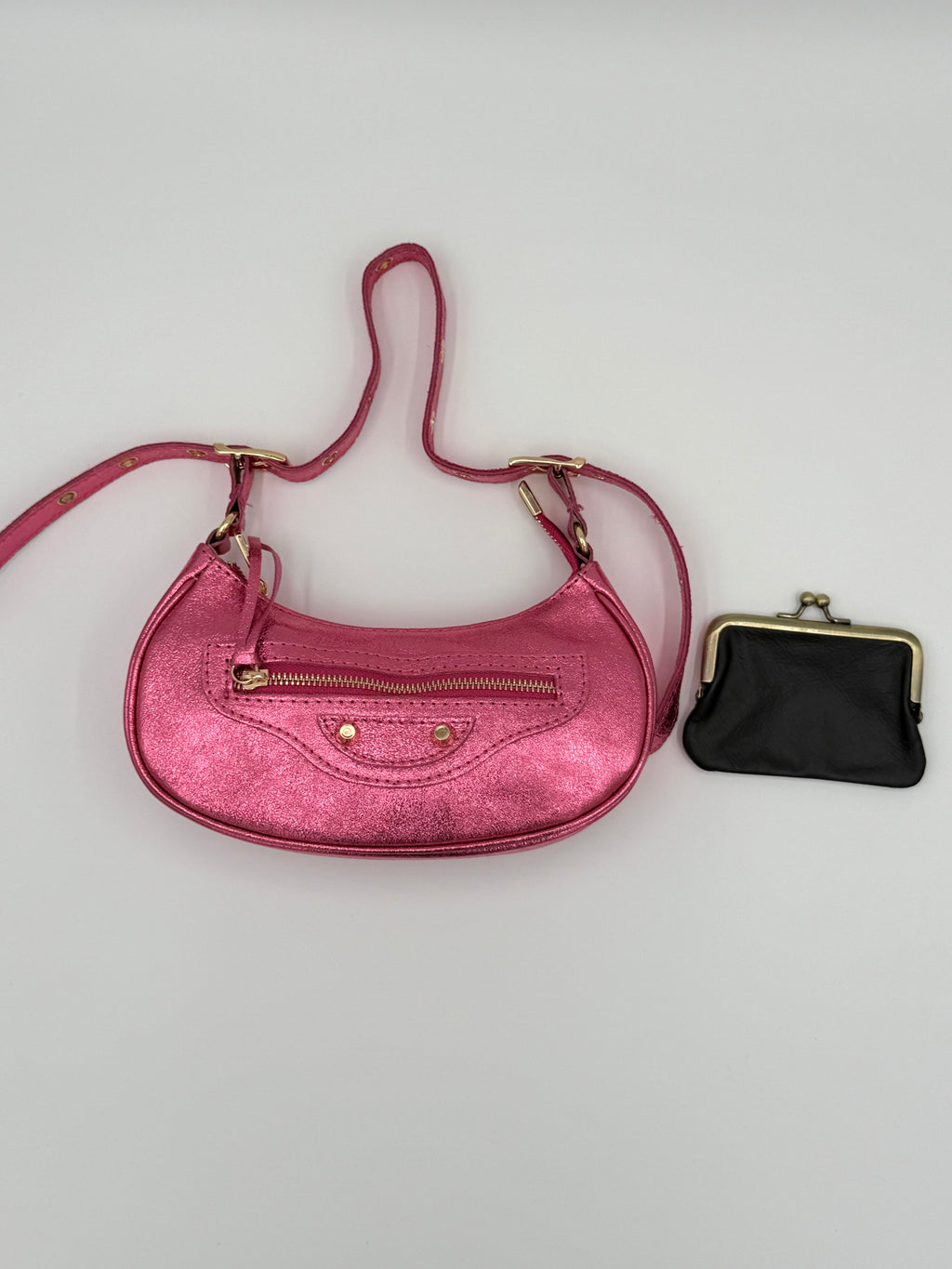 Torino schoudertas - Metallic roze