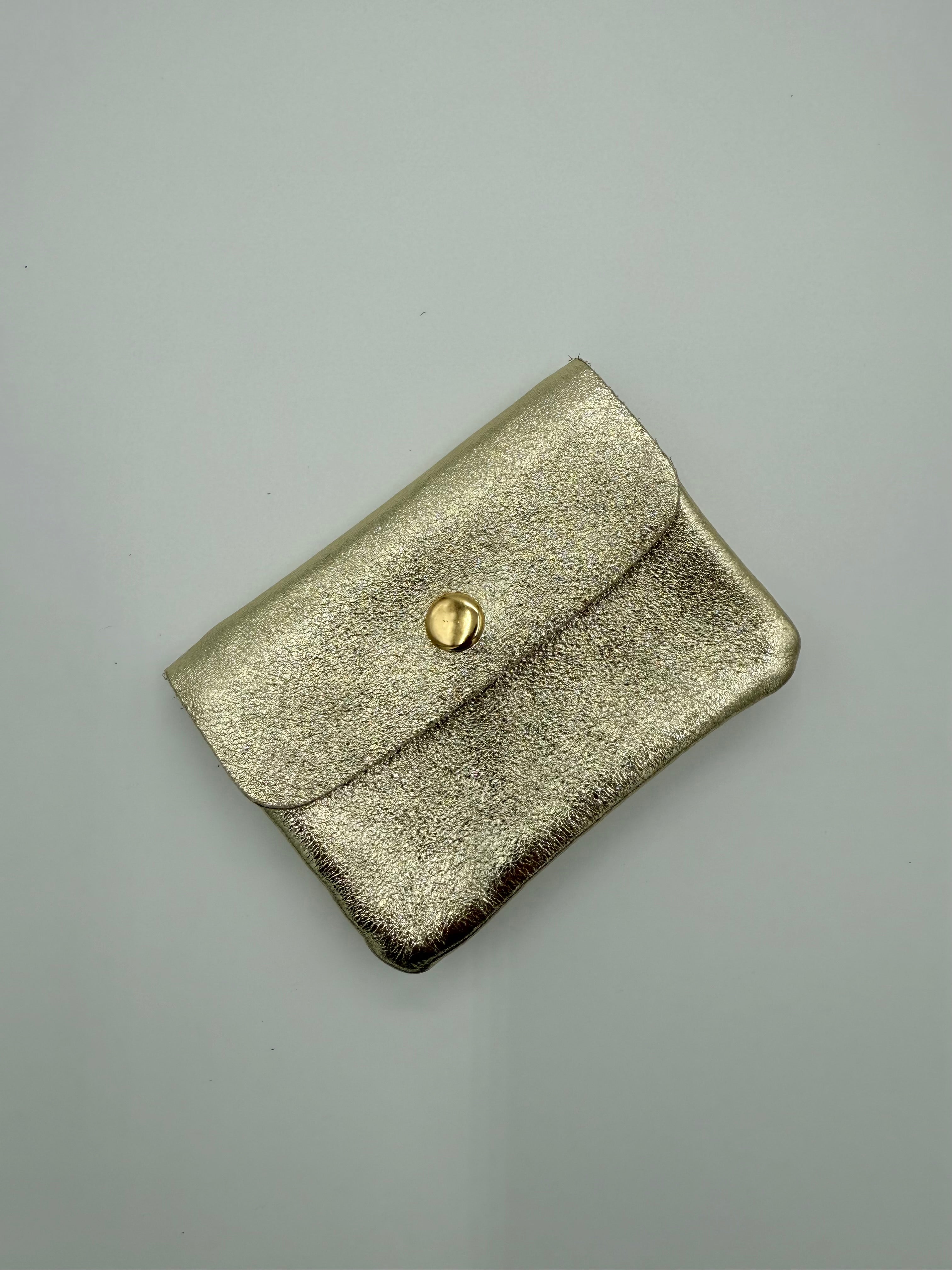 Lederen portemonnee - Metallic goud