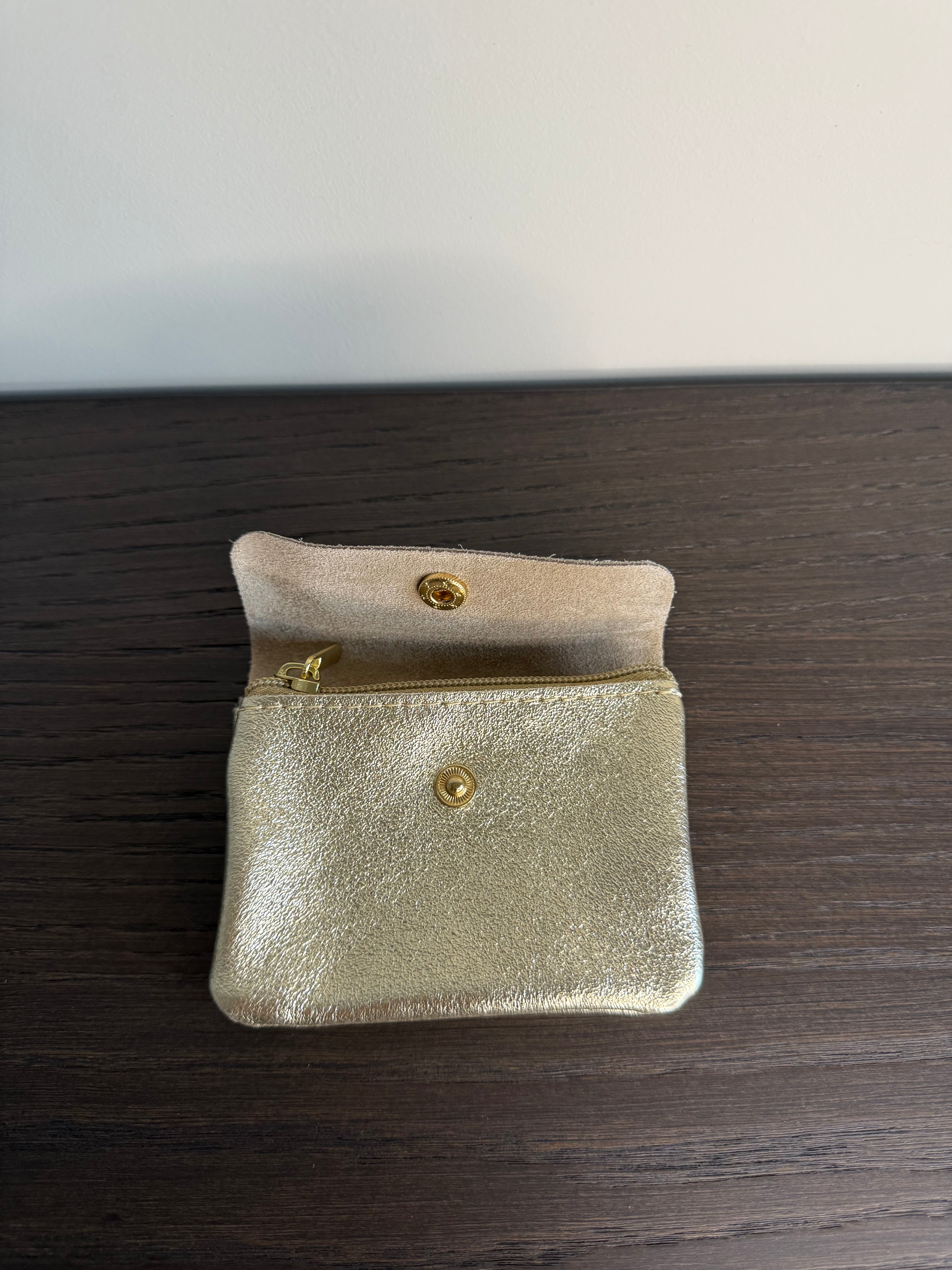 Lederen Portemonnee Metallic Gold