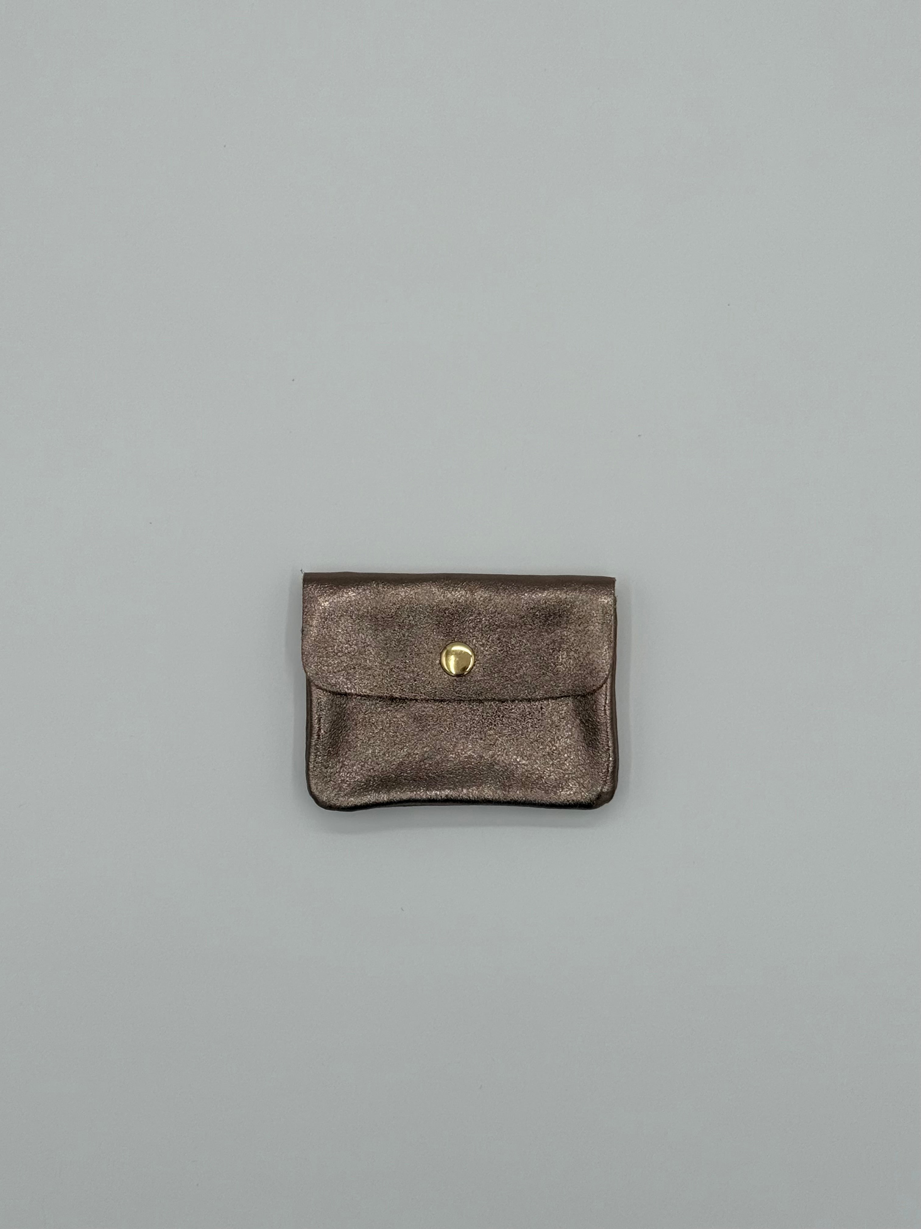 Lederen portemonnee - Metallic brons